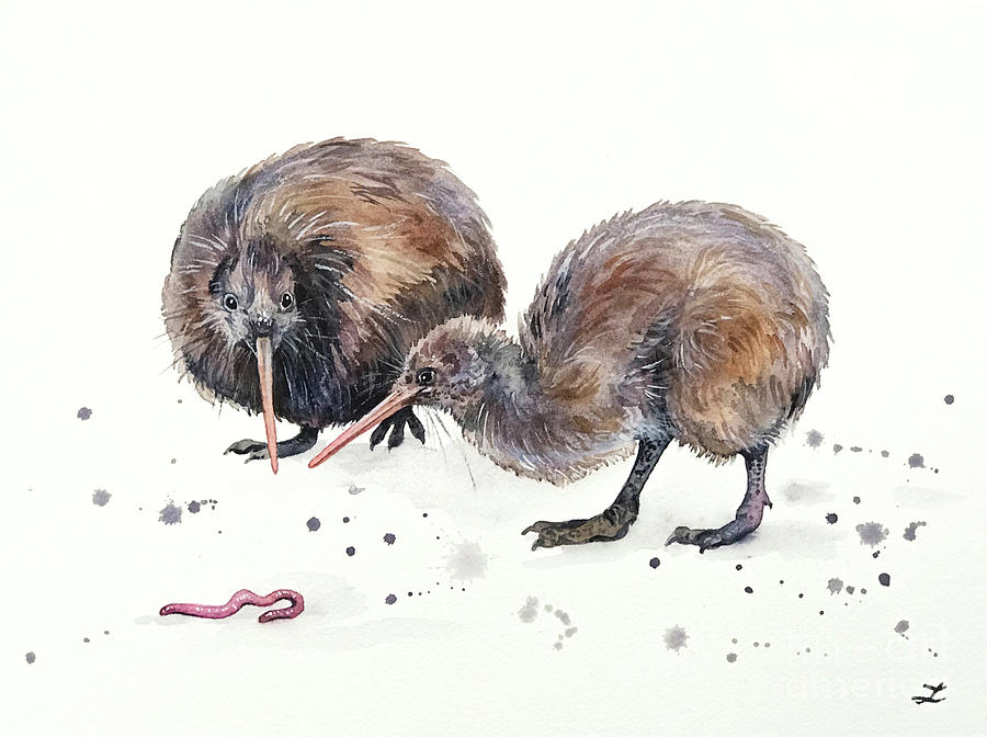 Bird Painting - Early Birds by Zaira Dzhaubaeva