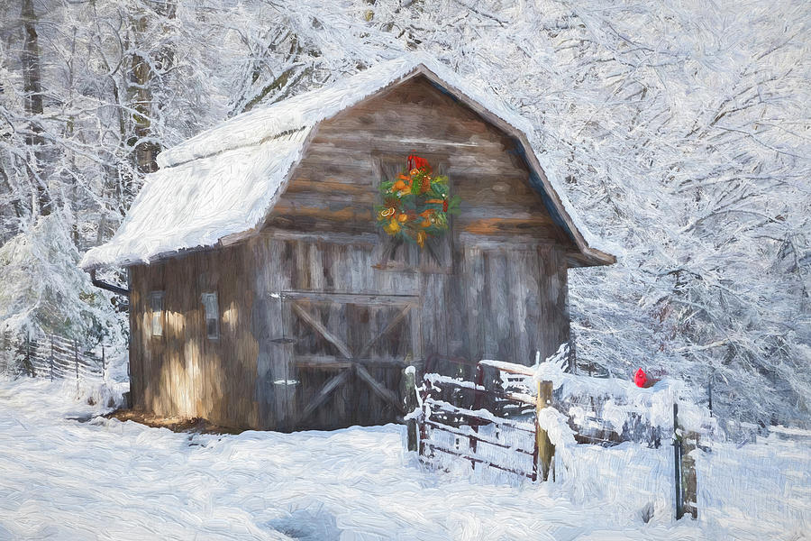 Early December Snowfall Painting Photograph by Debra and Dave Vanderlaan