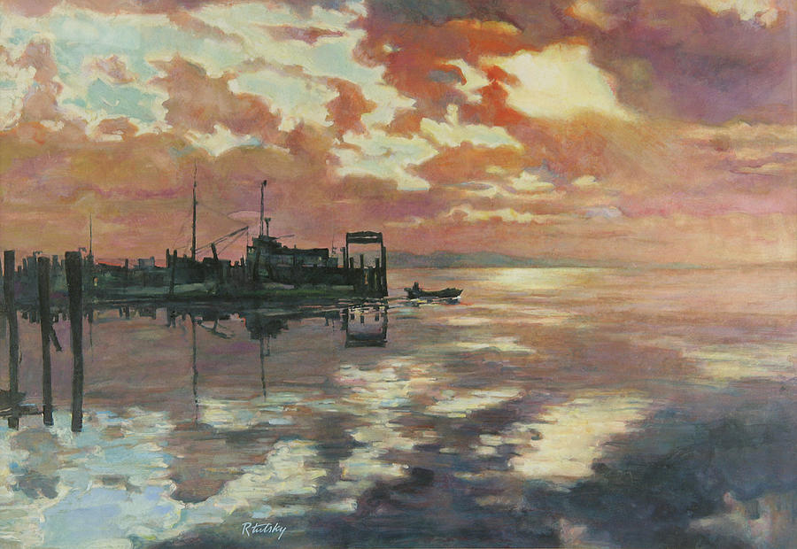Boat Painting - Early Departure by Robert Tutsky