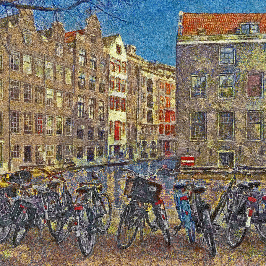 Early Evening Along an Amsterdam Canal Digital Art by Digital Photographic Arts
