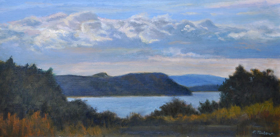 Landscape Painting - Early Evening Hudson River by Phyllis Tarlow