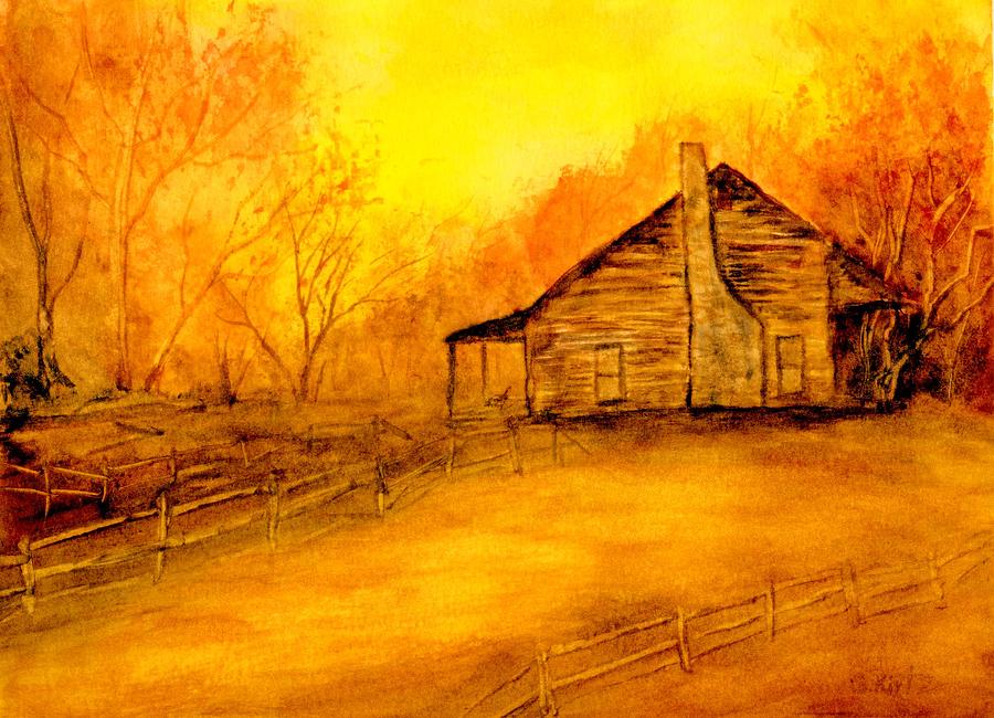 Cabin Painting - Early Kentucky Times by Gail Kirtz Cabin Painting - Early Kentucky Times by Gail Kirtz