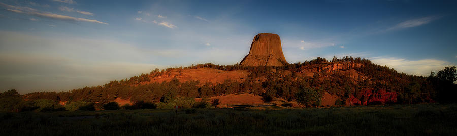 Early Light Devils Tower Wyoming Panorama 01 Photograph by Thomas Woolworth