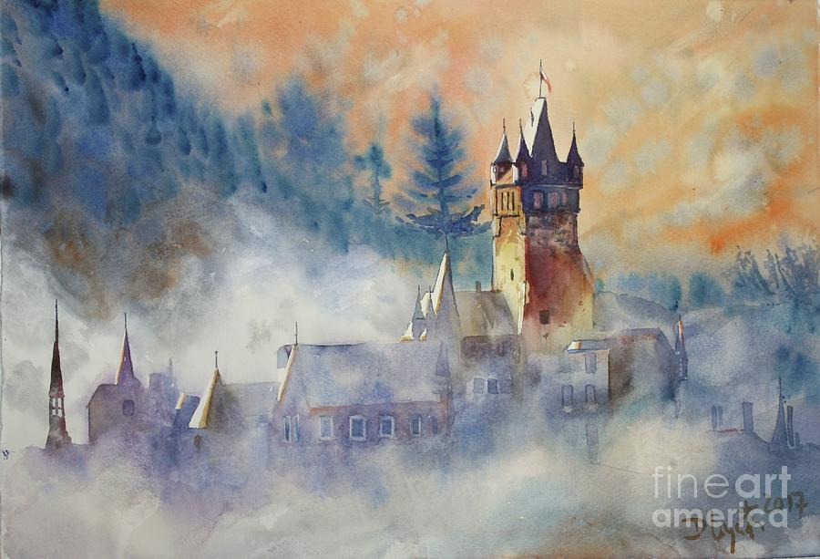 early morning at Cochem castle Painting by Dieter Wystemp