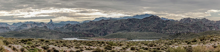 Early Morning at Saguaro Lake Panorama Photograph by Teresa Wilson