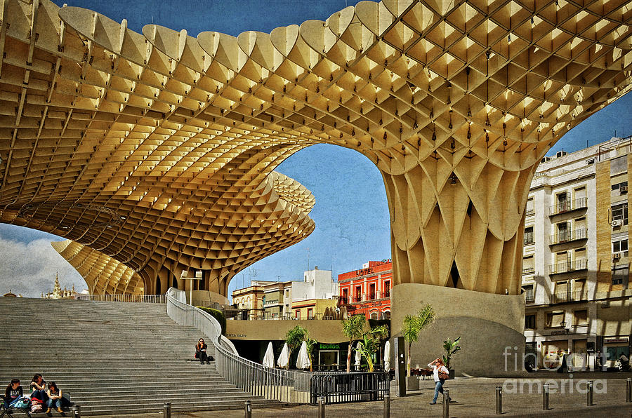 Architecture Photograph - Early Morning at the Plaza Encarnacion - Seville by Mary Machare