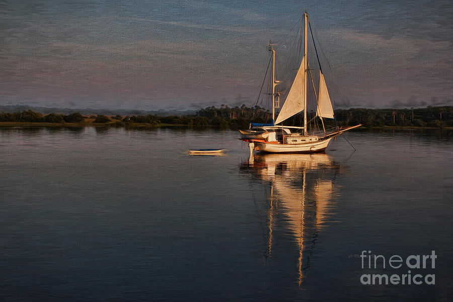 Boat Painting - Early Morning Augustine Light by Deborah Benoit