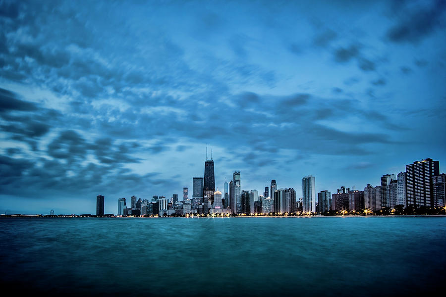 Early morning blue skies on Chicagos Lakefront Photograph by Sven Brogren