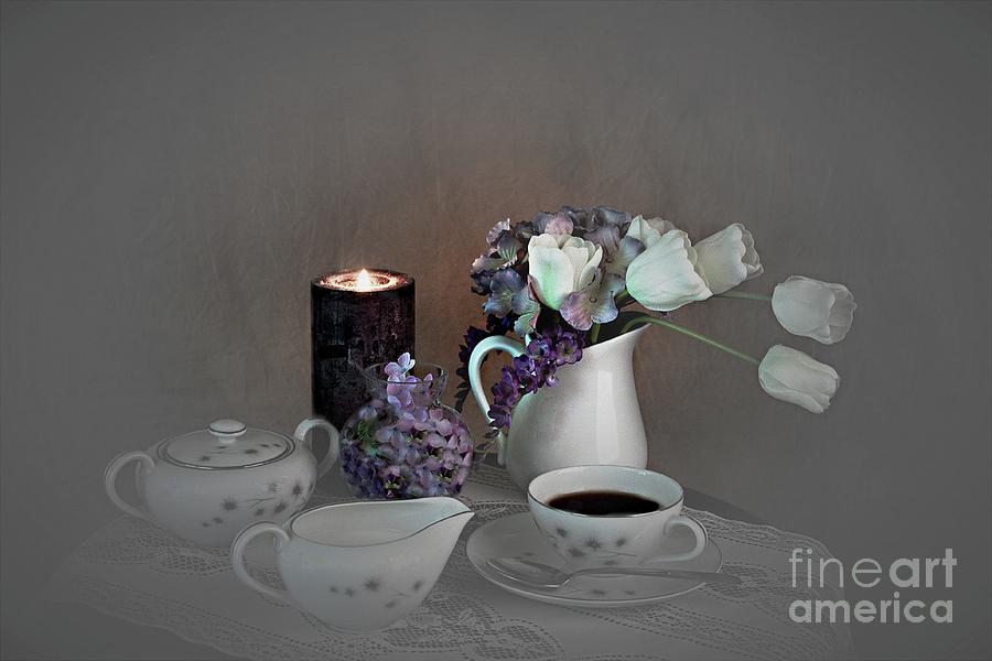 Still Life Photograph - Early Morning Coffee by Sherry Hallemeier