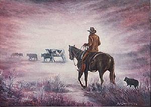 Western Painting - Early Morning Drive by Naomi Dixon Western Painting - Early Morning Drive by Naomi Dixon