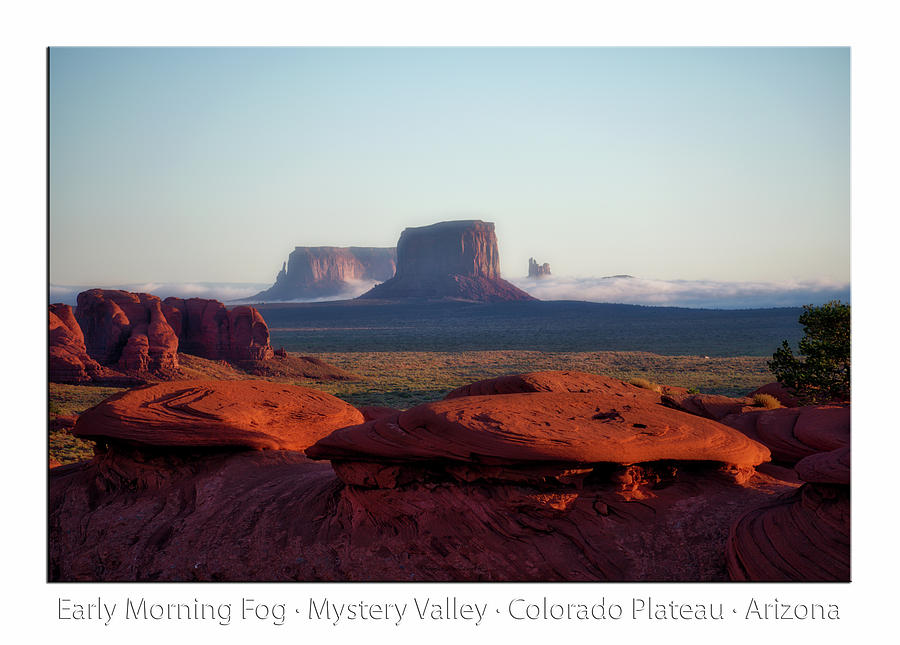 Early Morning Fog Mystery Valley Colorado Plateau Arizona 03 Text Photograph by Thomas Woolworth