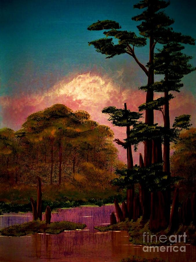 Early Morning In A Florida Swamp Painting by Tim Townsend