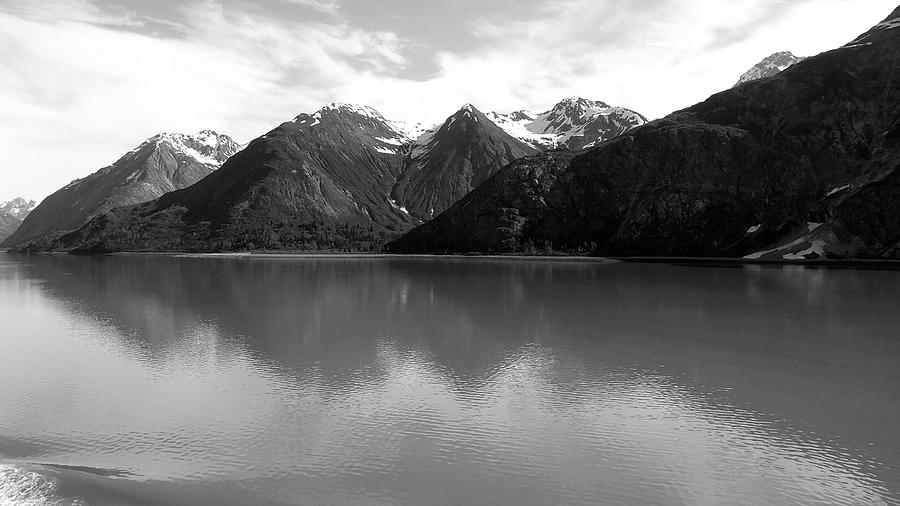 Early Morning in Glacier Bay  Black and White  Photograph by Judy Wanamaker