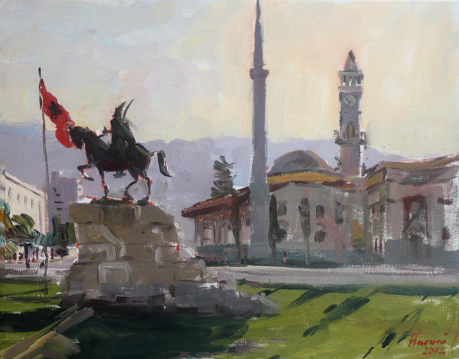 Early Morning In Tirana Painting by Ylli Haruni