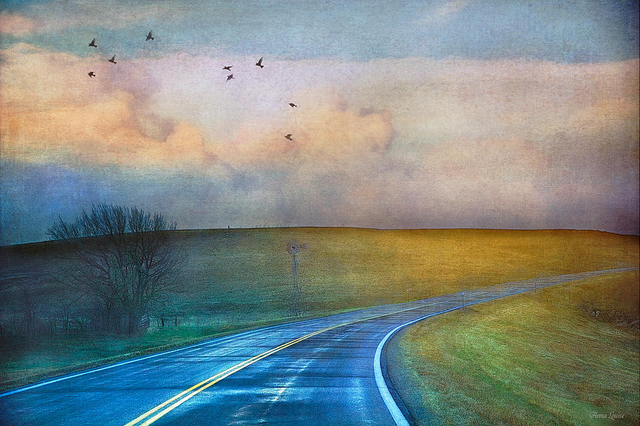 Early Morning Kansas Two-Lane Highway Photograph by Anna Louise