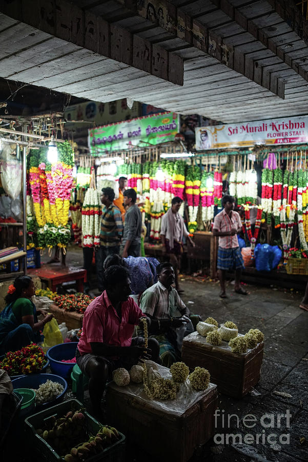 Early Morning Koyambedu Flower Market India Photograph by Mike Reid