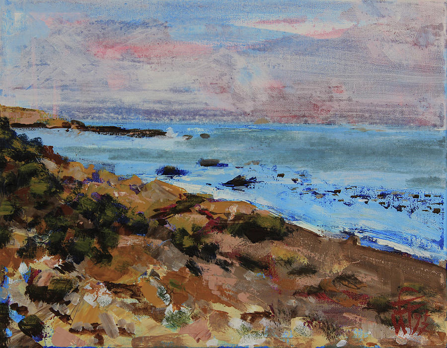California Central Coast Painting - Early morning low tide by Walter Fahmy