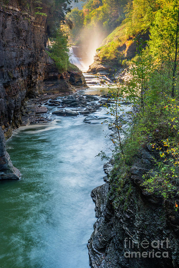 Early Morning Lower Falls of Genesee Gorge Photograph by Karen Jorstad