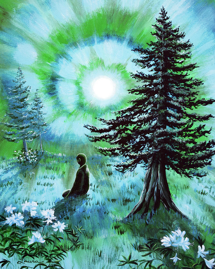 Early Morning Meditation in Blues and Greens Painting by Laura Iverson