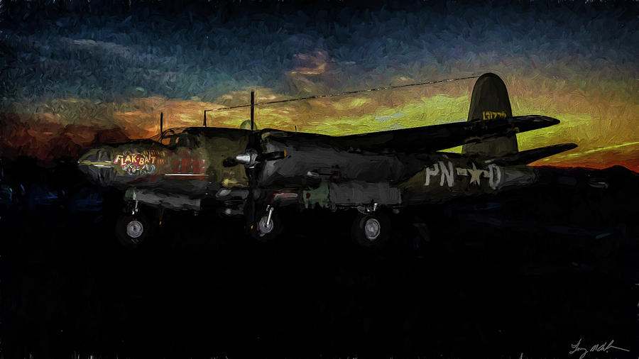 Early Morning Mission for Flak Bait - Oil Digital Art by Tommy Anderson