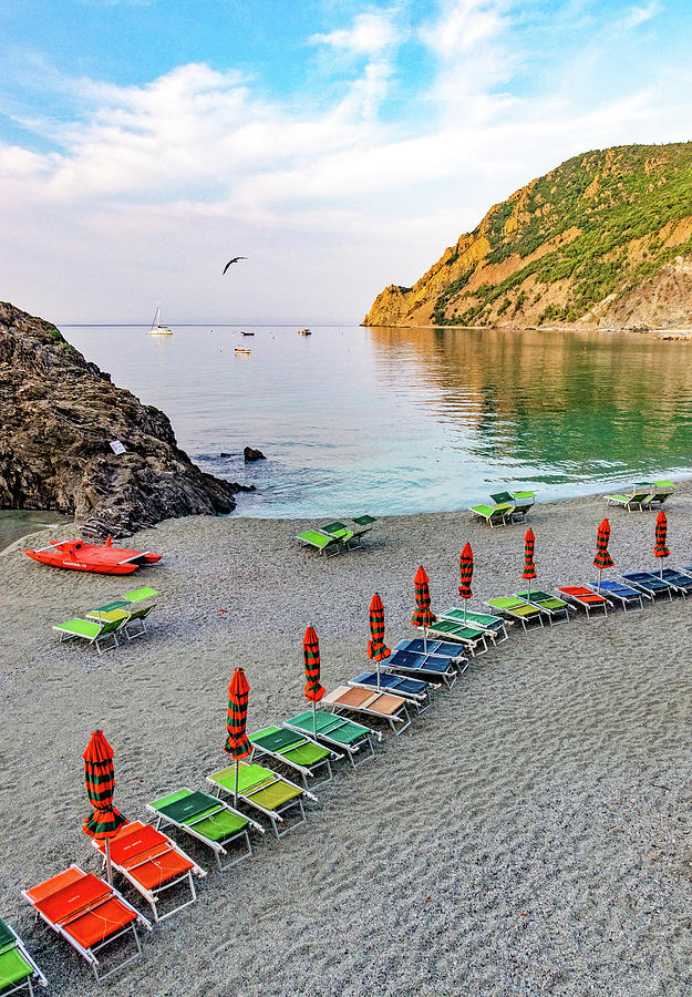 Early Morning on the Monterosso Beach Photograph by Carolyn Derstine