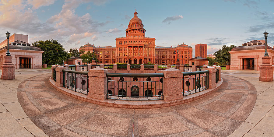 Early Morning Panorama of the Texas State Capitol in Downtown Austin - Texas Hill Country Photograph by Silvio Ligutti