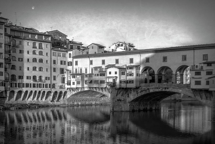 Vintage Photograph - Early Morning Ponte Vecchio Florence Italy by Joan Carroll