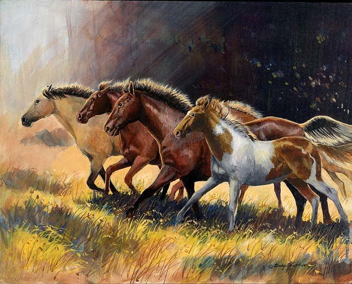 Horse Painting - Early Morning Run by Cynthia Westbrook