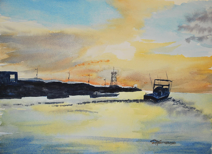 Boat Painting - Early Morning Start by E M Sutherland