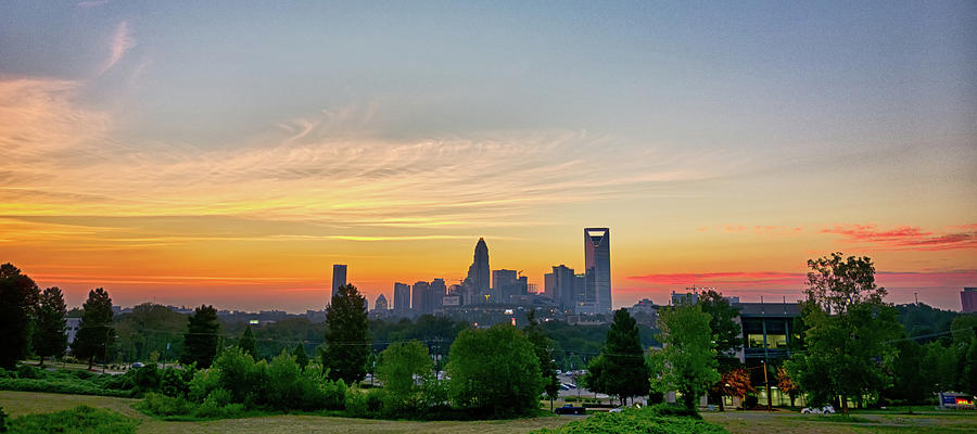 Early Morning Sunrise Over Charlotte North Carolina Skyline Photograph by Alex Grichenko