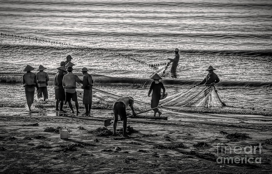Early Morning Vietnamese Gathering nets Hai Hau  Photograph by Chuck Kuhn
