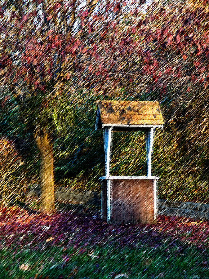 Early Morning Wishing Well on burlap Photograph by Jim DeLillo