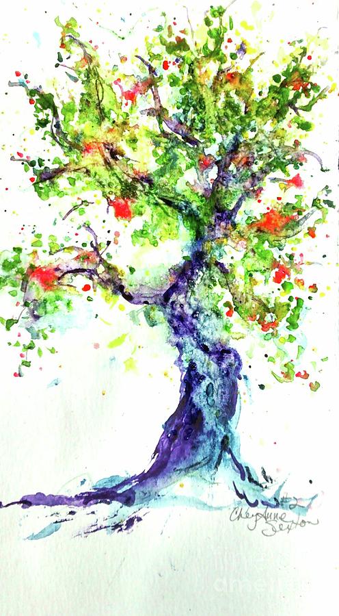 Watercolor artwork of an Apple,with ink pen  by abeerr-creates