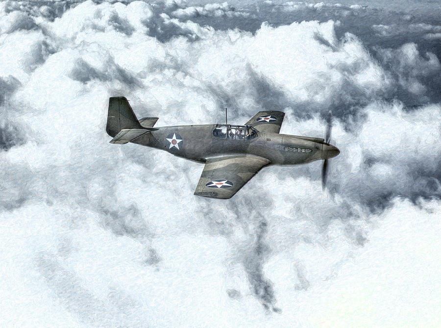 Airplane Digital Art - Early P-51 Mustang Fighter  by Randy Steele