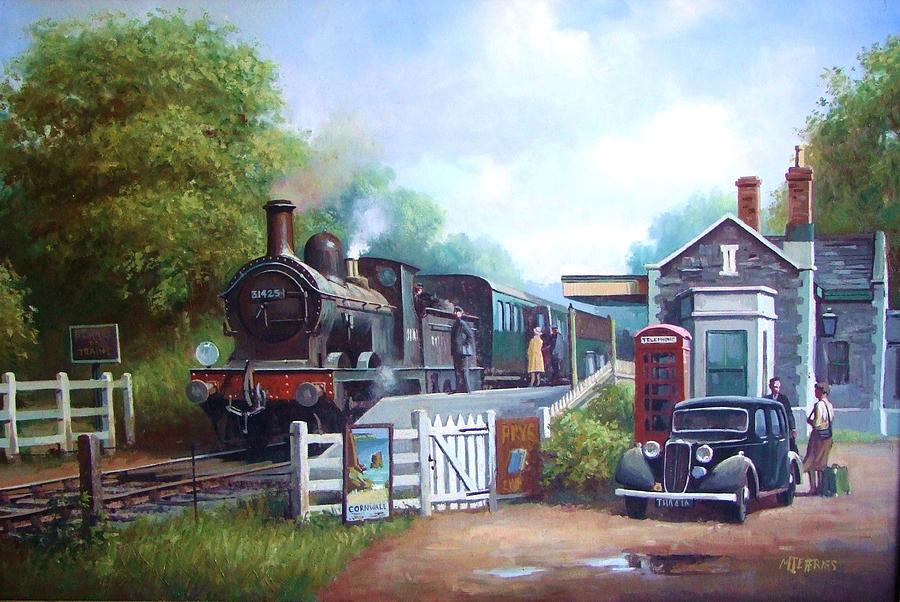 Early railway painting. Painting by Mike Jeffries
