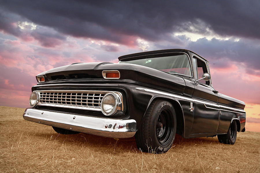 Chevrolet Truck Photograph - Early Sixties Chevy C10 at Sunset by Gill Billington