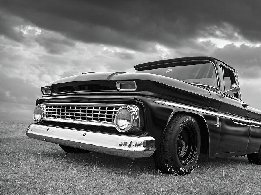 Early Sixties Chevy C10 in Black and White Photograph by Gill Billington