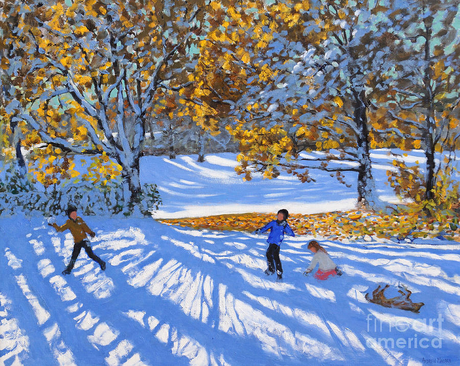 Christmas Painting - Early snow, Allestree Park by Andrew Macara