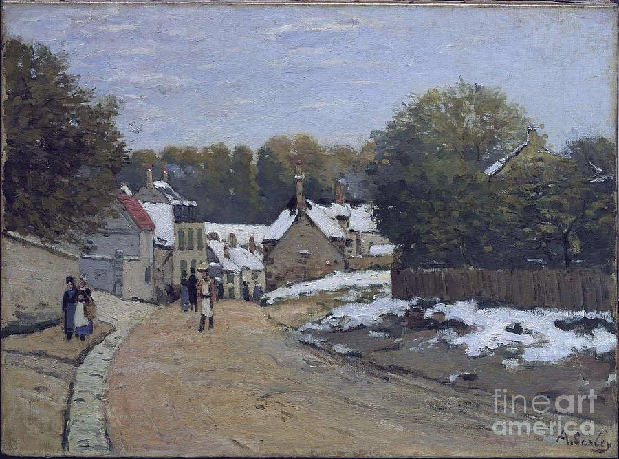 Early Snow at Louveciennes Painting by MotionAge Designs