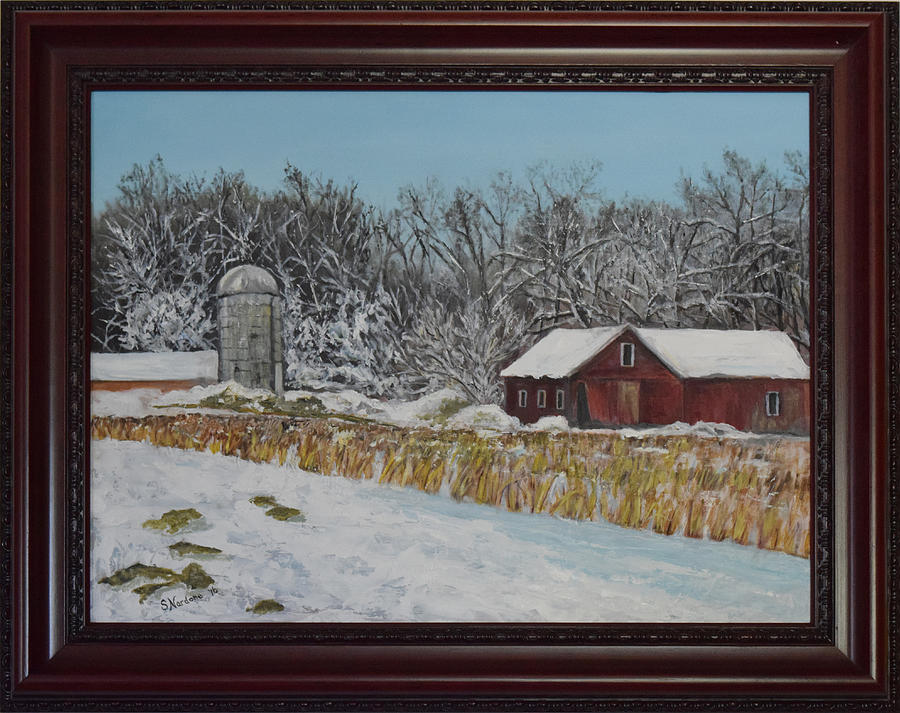 Early Snow on the Farm Painting by Sandra Nardone