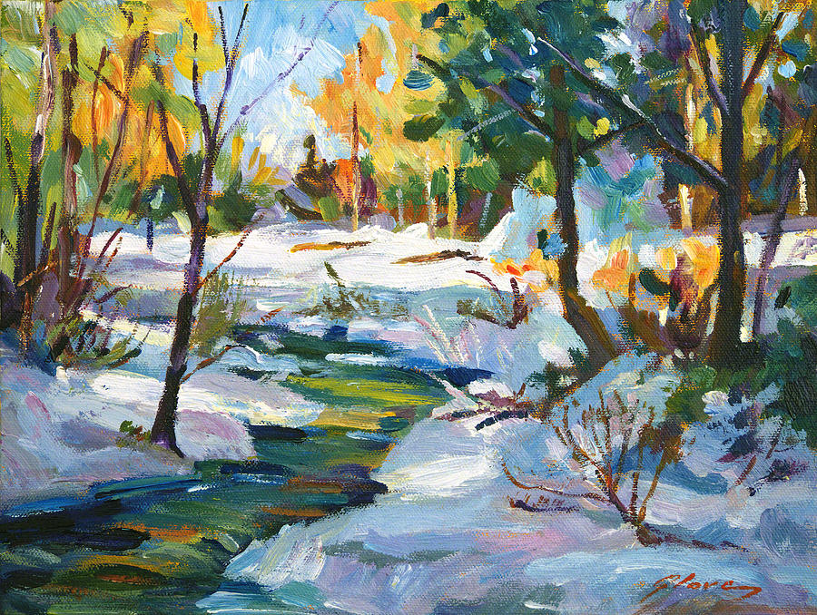 Early Snowfall plein aire  Painting by David Lloyd Glover