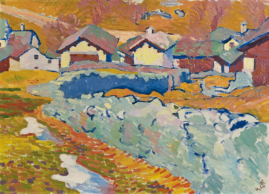 Early spring in Stampa Painting by Giovanni Giacometti