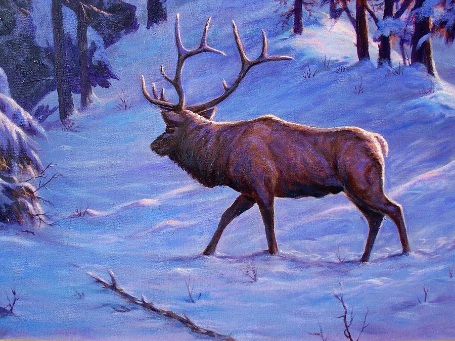 Early Winter Elk Painting by Ed Breeding
