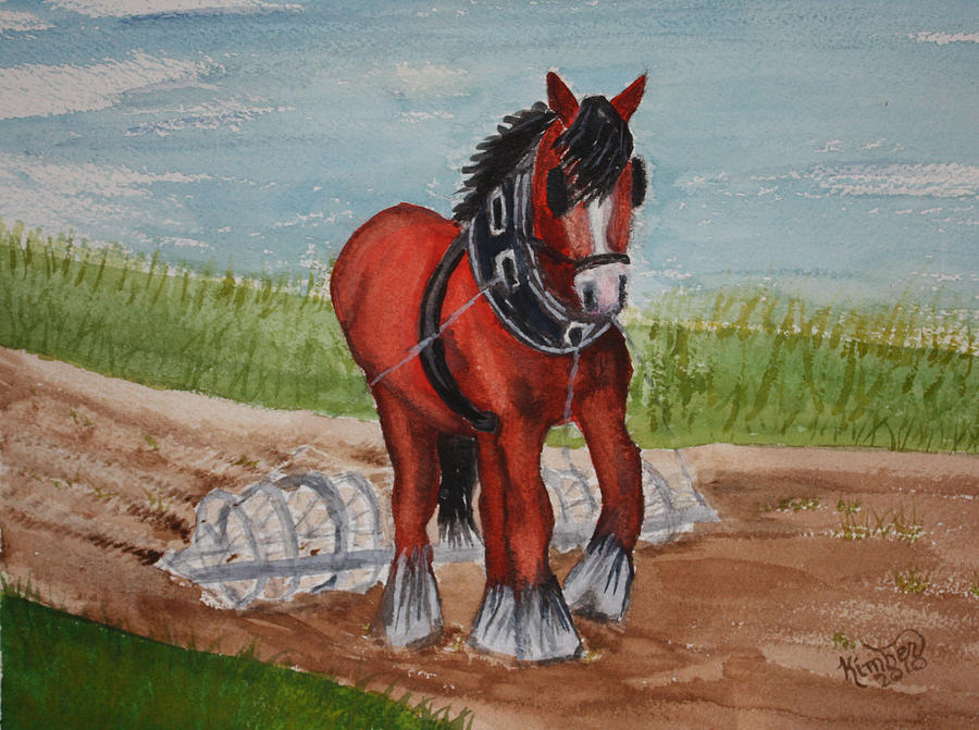 Earning my oats  Painting by Kimber  Butler