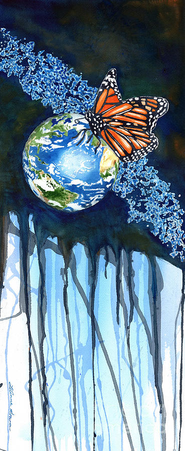 Earth and Butterfly Painting by LeAnne Sowa