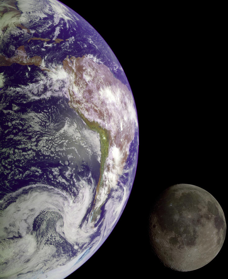Interstellar Photograph - Earth and Moon by Space Art Pictures