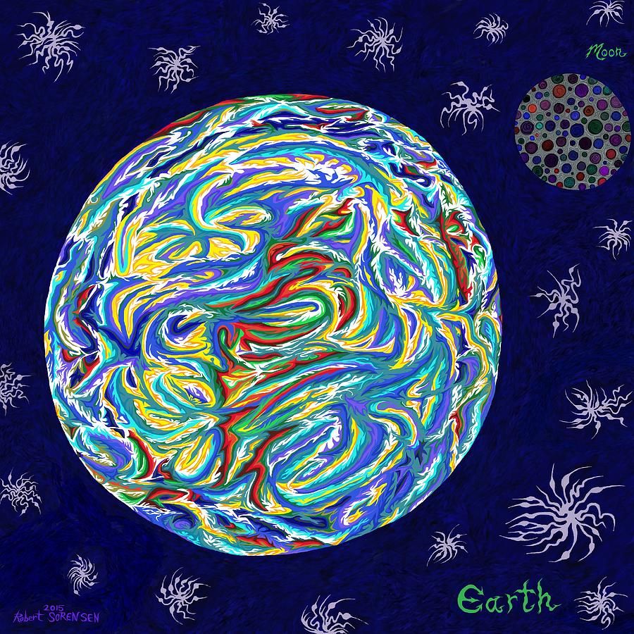 Earth and Moon SS Painting by Robert SORENSEN