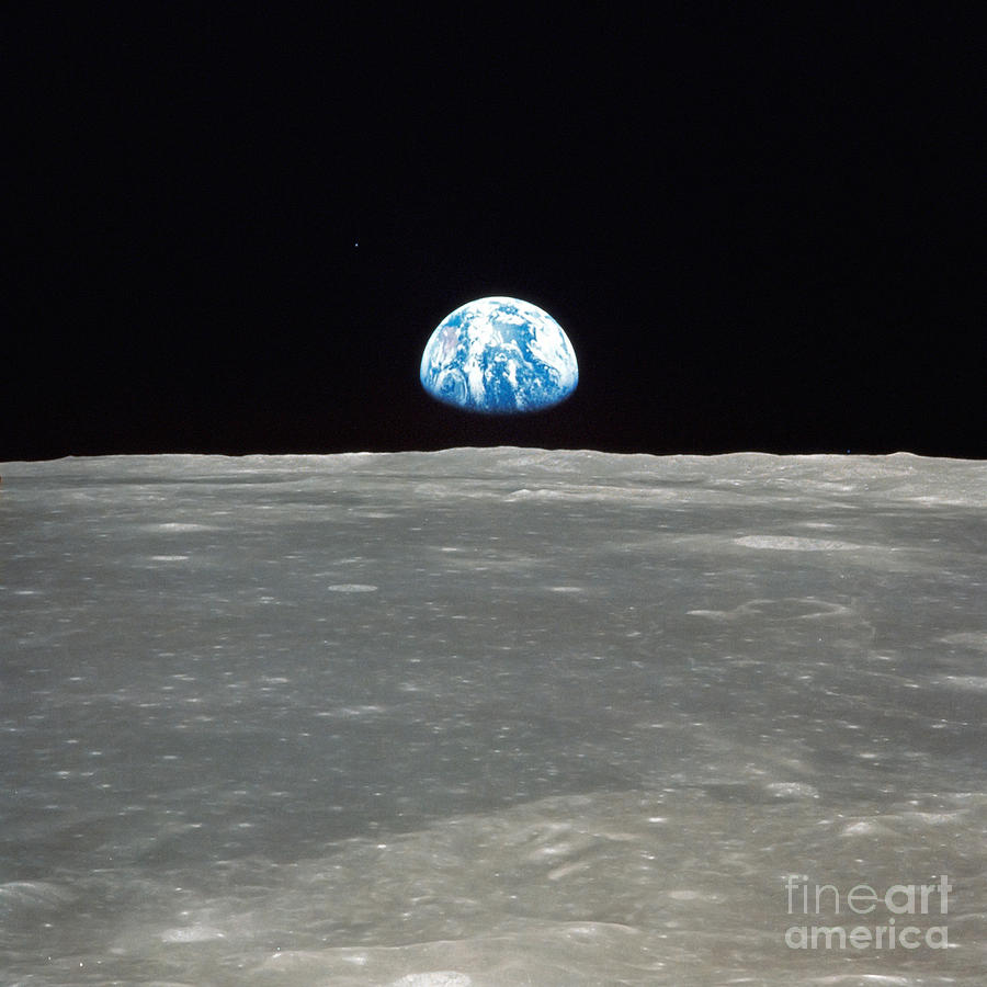 Space Photograph - Earth And The Moon by Stocktrek Images