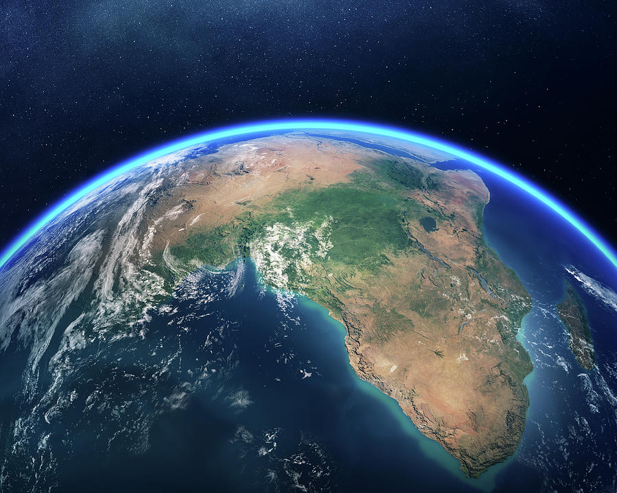 Earth from space Africa view Photograph by Johan Swanepoel