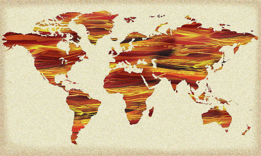 Earth Lines World Map Painting by Irina Sztukowski